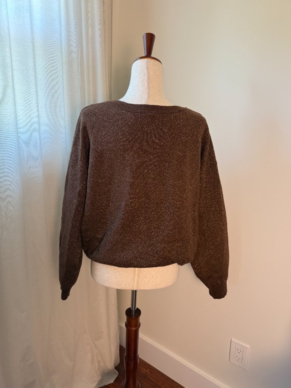 Anthropologie The Gemini Twofer Sweater 2X Metallic Knit Twist Front Pullover - Picture 6 of 10
